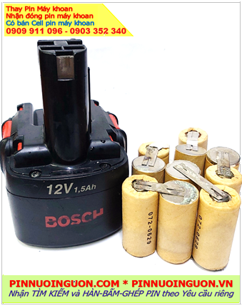 Bosch 12v 1.5Ah, Pin máy khoan Bosch 12v 1.5Ah (NiMh 12v 1500mAh) _Nhận đóng pin máy khoan Bosch 12v 1.5Ah (NiMh 12v 1500mAh)